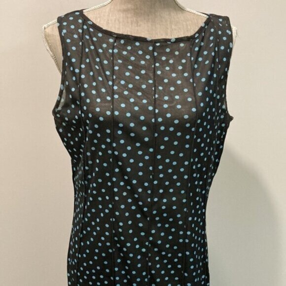 LAURA Black Sheer Polka Dot Sleeveless Dress 14​​​​​ - Picture 10 of 12